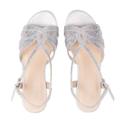 Paradox London Quest Silver Shimmer Diamante Wide Fit Flat Sandals* Glitzernde Ballschuhe | Silberne Ballschuhe