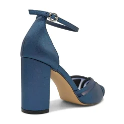 Paradox London Rhea Marine Schimmer Blockabsatz Knöchelriemen Gericht Schuhe* Glitzernde Ballschuhe | Blaue Ballschuhe