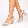Paradox London Rory Silber Schimmer Blockabsatz Plattform Schuhe* Glitzernde Ballschuhe | Silberne Ballschuhe