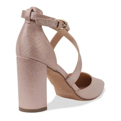 Paradox London Rylee Nackt Schimmer Kreuz Riemen Block Heel Gericht Schuh* Glitzernde Ballschuhe | Rosa Ballschuhe