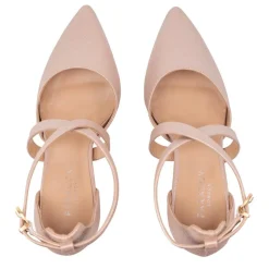 Paradox London Rylee Nackt Schimmer Kreuz Riemen Block Heel Gericht Schuh* Glitzernde Ballschuhe | Rosa Ballschuhe