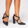 Paradox London Rylee Schwarz Schimmer Cross Strap Block Heel Gericht Schuh* Glitzernde Ballschuhe | Party-schuhe