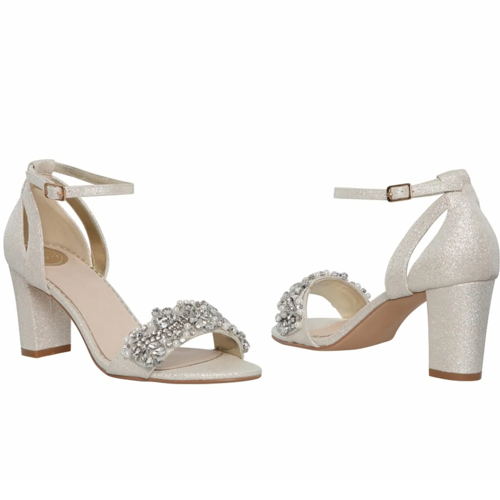 Perfect Bridal Alexa Goldschimmer verschönerte Sandalen mit Blockabsatz* Party-schuhe | Schuhe Für Hochzeitsgäste