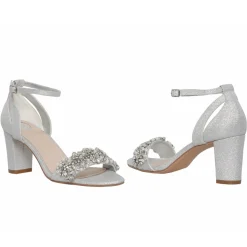 Perfect Bridal Alexa Silber schimmernde verschönerte Sandalen mit Blockabsatz* Party-schuhe | Schuhe Für Hochzeitsgäste