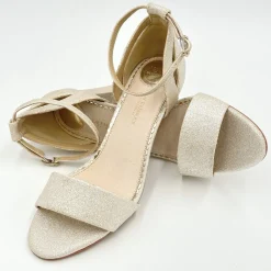 Perfect Bridal Andrea Gold Glitzer Blockabsatz Riemchensandalen* Glitzernde Ballschuhe | Goldene Ballschuhe