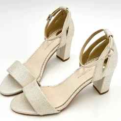 Perfect Bridal Andrea Gold Glitzer Blockabsatz Riemchensandalen* Glitzernde Ballschuhe | Goldene Ballschuhe
