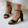 Perfect Bridal Andrea Waldgrün Wildleder Blockabsatz Riemchensandale* Abschlussball-sandalen | Abschlussball-schuhe