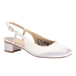 Perfect Bridal Bailey Färbbar Elfenbein Satin Niedrig Blockabsatz Slingbacks* Schuhe Für Die Mutter Der Braut | Hochzeitsschuhe