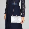 Perfect Bridal Bay Silver Criss Cross Satin Clutch Tasche* Abschlussball-taschen | Hochzeitsgäste-taschen