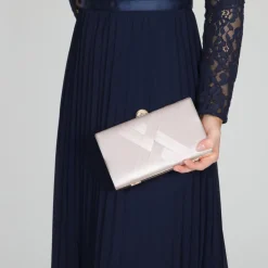 Perfect Bridal Bay Taupe Criss Cross Satin Clutch Tasche* Abschlussball-taschen | Hochzeitsgäste-taschen