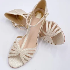 Perfect Bridal Bryony Gold Glitter Riemchen T-Bar Sandalen* Party-schuhe | Schuhe Für Hochzeitsgäste