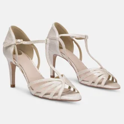 Perfect Bridal Bryony Gold Glitter Riemchen T-Bar Sandalen* Party-schuhe | Schuhe Für Hochzeitsgäste