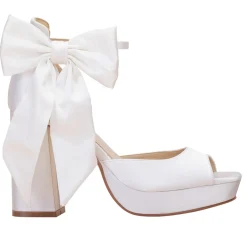 Perfect Bridal Camden Färbbare Elfenbein Satin Blockabsatz Plateau Sandalen* Hochzeitsschuhe | Hochhackige Schuhe