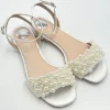 Perfect Bridal Claire Elfenbein Satin Perlen Flache Sandalen (Weite Passform)* Schuhe Für Brautjungfern | Hochzeitsschuhe