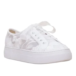 Perfect Bridal Codie Elfenbein Floral Spitze Plattform Trainer* Hochzeitsschuhe | Spitze Hochzeitsschuhe