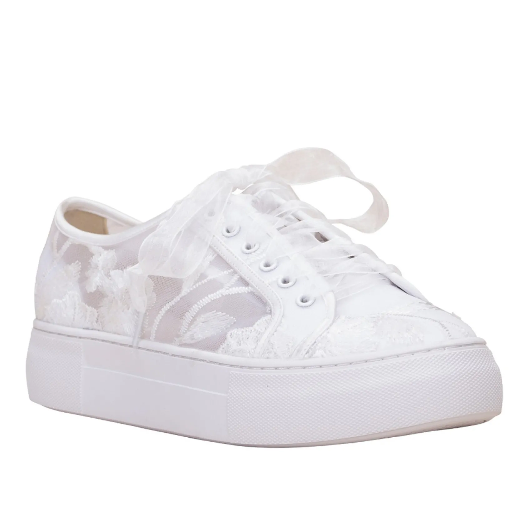 Perfect Bridal Codie Elfenbein Floral Spitze Plattform Trainer* Hochzeitsschuhe | Spitze Hochzeitsschuhe