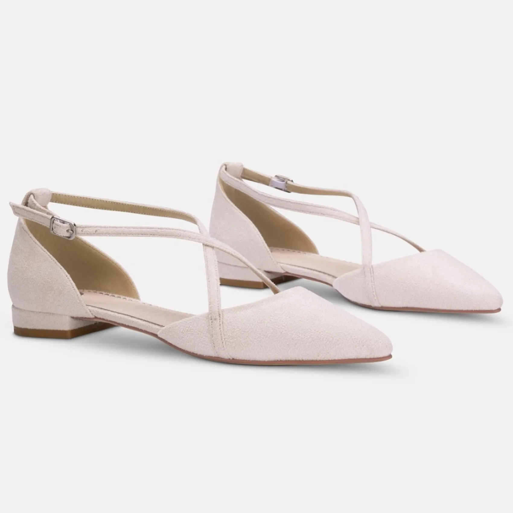 Perfect Bridal Davina Blush Wildleder Kreuzriemen spitzen Ballett Flats* Schuhe Für Die Mutter Der Braut | Schuhe Für Brautjungfern