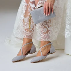 Perfect Bridal Davina Stone Wildleder Kreuzriemen spitzen Ballett Flats* Schuhe Für Hochzeitsgäste | Schuhe Für Die Mutter Der Braut