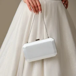 Perfect Bridal Ebenholz Elfenbein Satin Box Clutch Tasche* Hochzeit Handtaschen