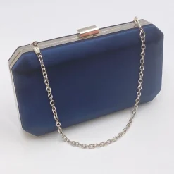 Perfect Bridal Ebenholz Marineblau Satin Box Clutch Bag* Abschlussball-taschen | Hochzeitsgäste-taschen