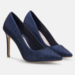 Perfect Bridal Electra Marineblaue Kristall-verschönerte hochhackige Schuhe* Glitzernde Ballschuhe | Blaue Ballschuhe