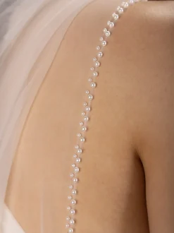 Perfect Bridal Elfenbein Einstöckiger Perlenrand Kathedralenschleier* Einstufige Schleier | Kapelle Länge & Kathedrale Schleier