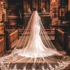 Perfect Bridal Elfenbeinfarbener langer einstufiger Schleier mit Spitzenschleppe* Einstufige Schleier | Kapelle Länge & Kathedrale Schleier
