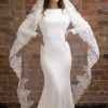 Perfect Bridal Elfenbeinfarbener einstufiger Mantilla-Spitzen-Kathedralschleier* Einstufige Schleier | Kapelle Länge & Kathedrale Schleier