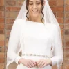 Perfect Bridal Elfenbeinfarbener, einstufiger, schmaler, kurzer Schleier aus Spitze* Einstufige Schleier | Ellenbogenlange Schleier
