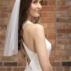 Perfect Bridal Elfenbeinfarbener einreihiger kristallklarer kurzer Schleier* Einstufige Schleier | Ellenbogenlange Schleier