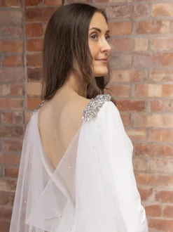 Perfect Bridal Elfenbeinfarbener Diamante Cowl Back Cape Schleier* Einstufige Schleier | Kapelle Länge & Kathedrale Schleier
