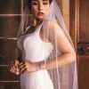 Perfect Bridal Elfenbeinfarbener einstufiger Glitzertüll-Schleier* Einstufige Schleier | Kapelle Länge & Kathedrale Schleier
