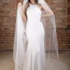 Perfect Bridal Elfenbeinfarbener einreihiger schlichter Kathedralschleier mit Schnittkante* Einstufige Schleier | Kapelle Länge & Kathedrale Schleier