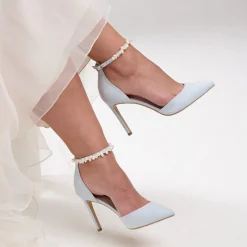 Perfect Bridal Ella Blau Wildleder Keshi Perle Knöchelriemen Gericht Schuhe* Schuhe Für Hochzeitsgäste | Hochzeitsschuhe