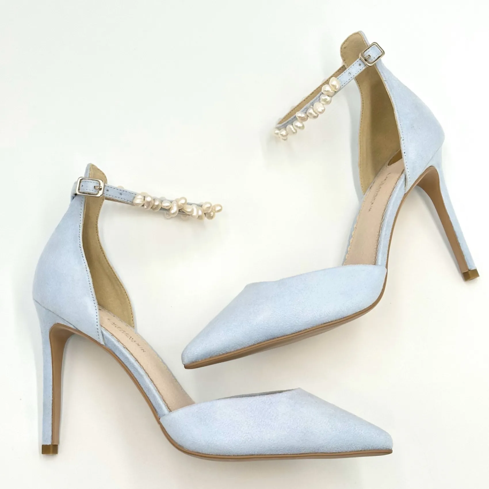Perfect Bridal Ella Blau Wildleder Keshi Perle Knöchelriemen Gericht Schuhe* Schuhe Für Hochzeitsgäste | Hochzeitsschuhe