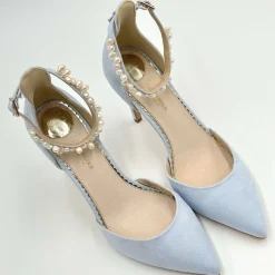 Perfect Bridal Ella Blau Wildleder Keshi Perle Knöchelriemen Gericht Schuhe* Schuhe Für Hochzeitsgäste | Hochzeitsschuhe
