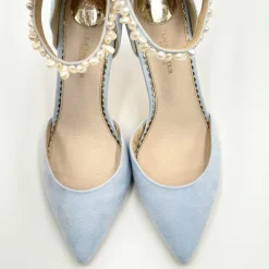 Perfect Bridal Ella Blau Wildleder Keshi Perle Knöchelriemen Gericht Schuhe* Schuhe Für Hochzeitsgäste | Hochzeitsschuhe