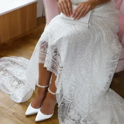Perfect Bridal Ella Elfenbein Satin Keshi Perle Knöchelriemen Gericht Schuhe* Hochzeitsschuhe | Schuhe Zum Färben