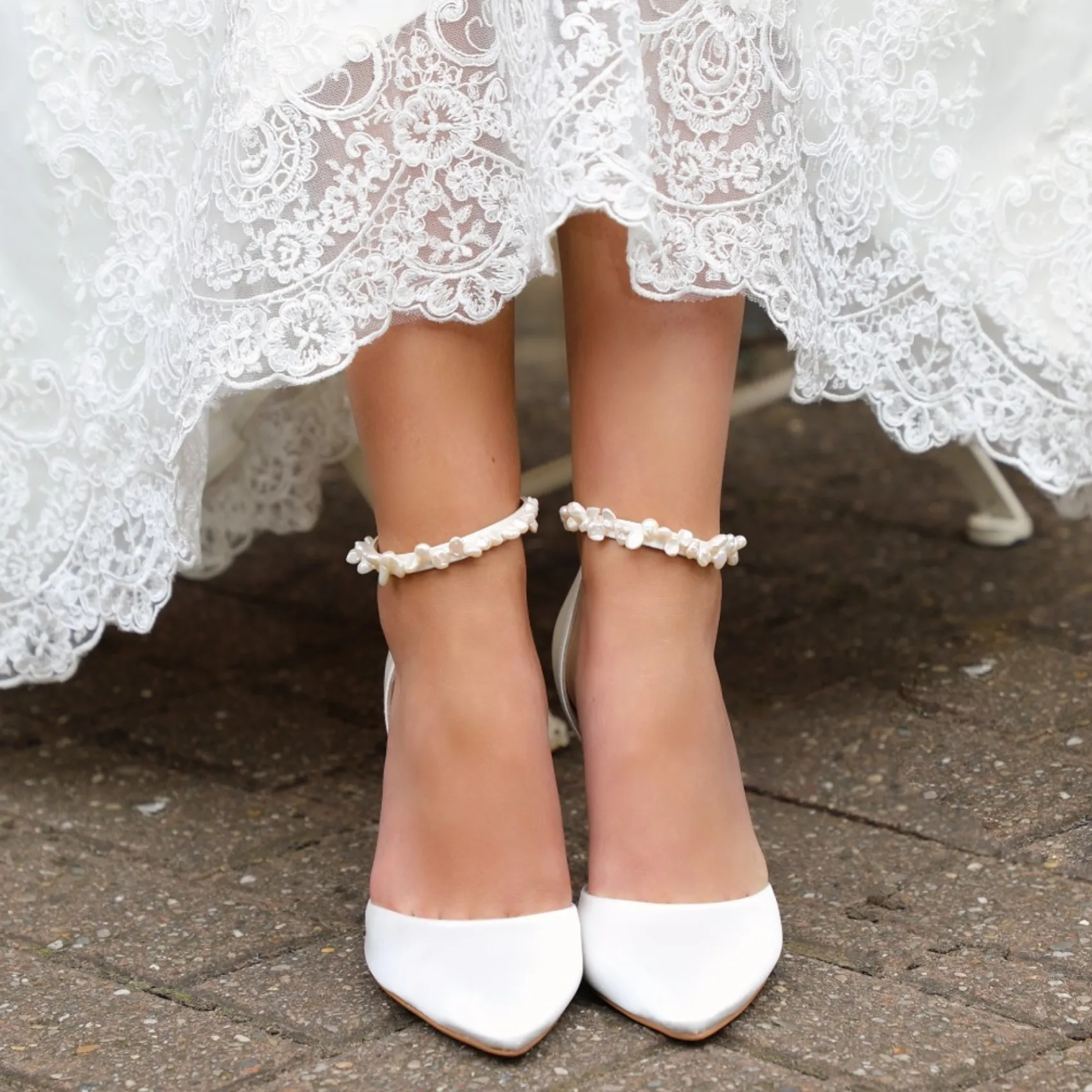 Perfect Bridal Ella Elfenbein Satin Keshi Perle Knöchelriemen Gericht Schuhe* Hochzeitsschuhe | Schuhe Zum Färben