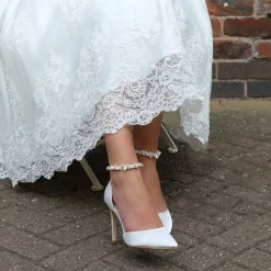 Perfect Bridal Ella Elfenbein Satin Keshi Perle Knöchelriemen Gericht Schuhe* Hochzeitsschuhe | Schuhe Zum Färben