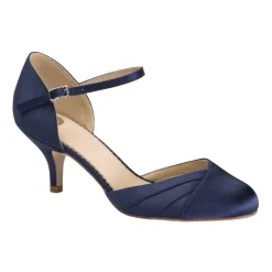 Perfect Bridal Everly Mitternacht Satin Niedrig Heel Knöchelriemen Schuhe* Schuhe Mit Mittlerem Absatz | Schuhe Mit Niedrigem Absatz
