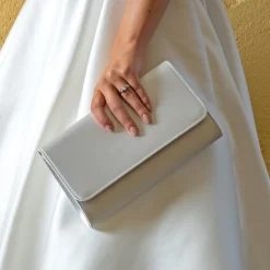 Perfect Bridal Evie Färbbare Elfenbeinfarbene Satin-Braut-Clutch-Tasche* Hochzeit Handtaschen