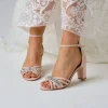 Perfect Bridal Frankie Blush Wildleder Kristall Riemchen Blockabsatz Sandalen* Glitzernde Ballschuhe | Abschlussball-sandalen