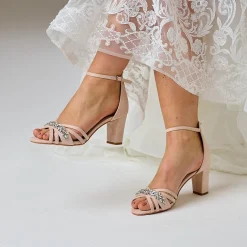 Perfect Bridal Frankie Blush Wildleder Kristall Riemchen Blockabsatz Sandalen* Glitzernde Ballschuhe | Abschlussball-sandalen