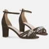 Perfect Bridal Frankie Olive Wildleder Kristall Riemchen Sandalen mit Blockabsatz* Party-schuhe | Schuhe Für Hochzeitsgäste