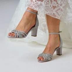 Perfect Bridal Frankie Stone Wildleder Kristall Riemchen Sandalen mit Blockabsatz* Party-schuhe | Schuhe Für Hochzeitsgäste