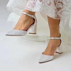Perfect Bridal Freya Elfenbein Satin Zwei Teil Block Heel Gericht Schuhe* Hochzeitsschuhe | Schuhe Mit Mittlerem Absatz