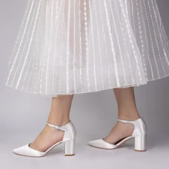 Perfect Bridal Freya Elfenbein Satin Zwei Teil Block Heel Gericht Schuhe* Hochzeitsschuhe | Schuhe Mit Mittlerem Absatz
