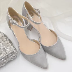 Perfect Bridal Freya Stein Wildleder zwei Teil Block Heel Gericht Schuhe* Schuhe Für Hochzeitsgäste | Schuhe Für Die Mutter Der Braut