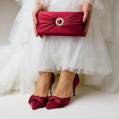 Perfect Bridal Harlow Berry Satin Perlenbrosche Clutch Tasche* Anlass Handtaschen